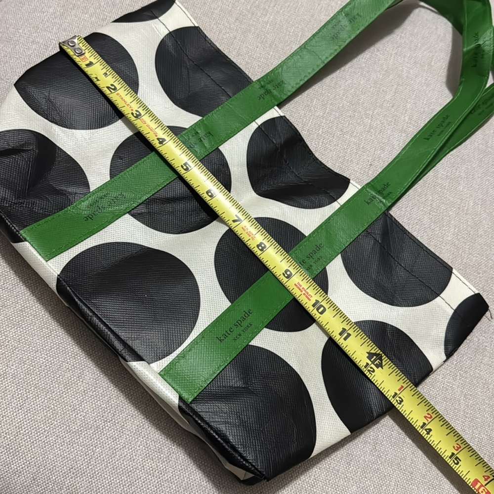 Kate Spade Mini Tote-Recycled Polyester/Signature Cream and Blk Dot with Green - Picture 7 of 15